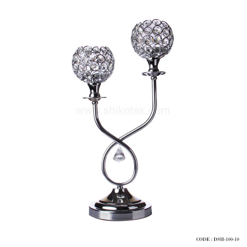 شمعدان پایه بلند دوشعله مدل مارپیچ