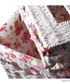 ست سطل و جادستمال سفید طرح بافت گل