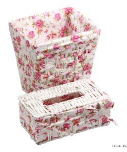 ست جادستمال و سطل مربع گل دار