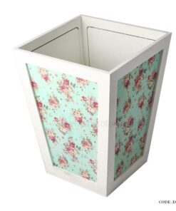 سرویس سطل و جا دستمالی چوبی گلدار