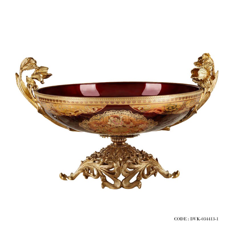 ظرف میوه خوری پایه برنز سری 413 زرشکی