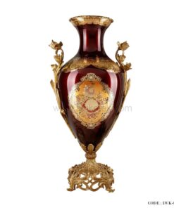 گلدان پایه برنز طلاکوب سری 402 زرشکی