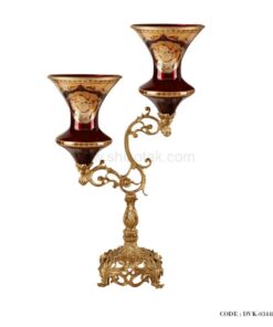 شمعدان دوشعله پایه برنز سری 484 زرشکی