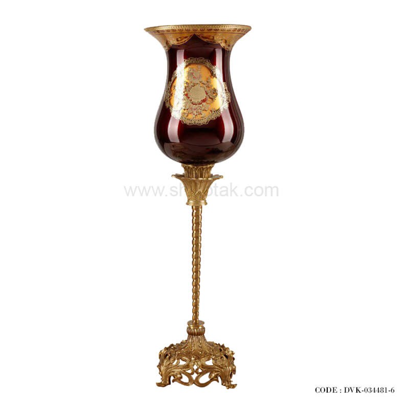 شمعدان پایه دار برنز سری 481 زرشکی