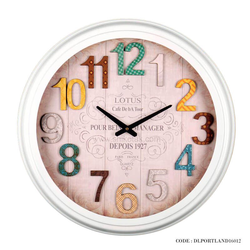 ساعت دیواری فلزی سفید سریPORTLAND