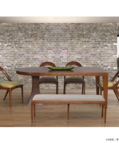 میز و صندلی ناهار خوری طرح بیضی نیمکت دار شش نفره