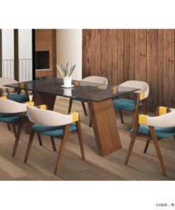 سرویس ناهار خوری 6 نفره میز شیشه ای