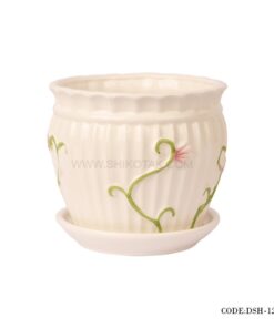 گلدان و زیرگلدانی سرامیکی طرح پیچک
