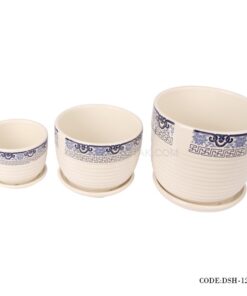 گلدان و زیرگلدانی سرامیکی طرح اسلیمی