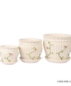 گلدان و زیرگلدانی سرامیکی طرح پیچک