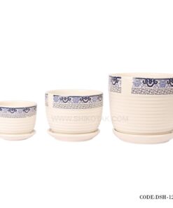 گلدان و زیرگلدانی سرامیکی طرح اسلیمی