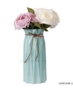 گلدان سرامیکی بلند نخ کنفی آبی