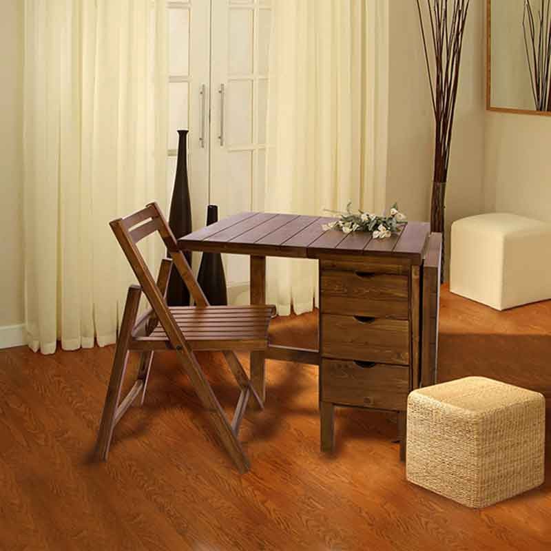 ست صندلی و میز غذا خوری کمجای تاشوی دو نفره چوبی