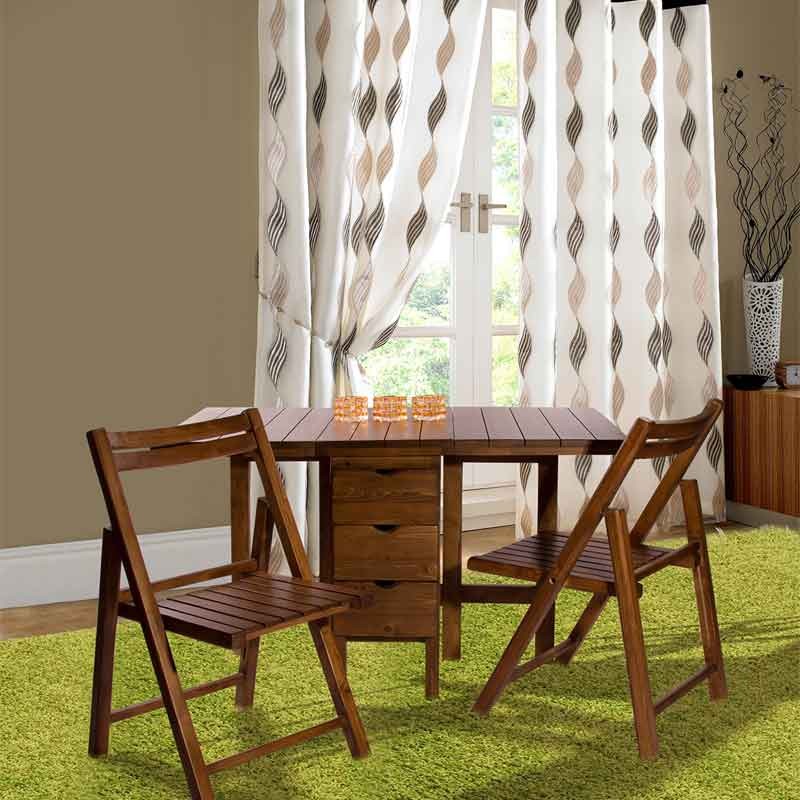 ست صندلی و میز غذا خوری کمجای تاشوی دو نفره چوبی