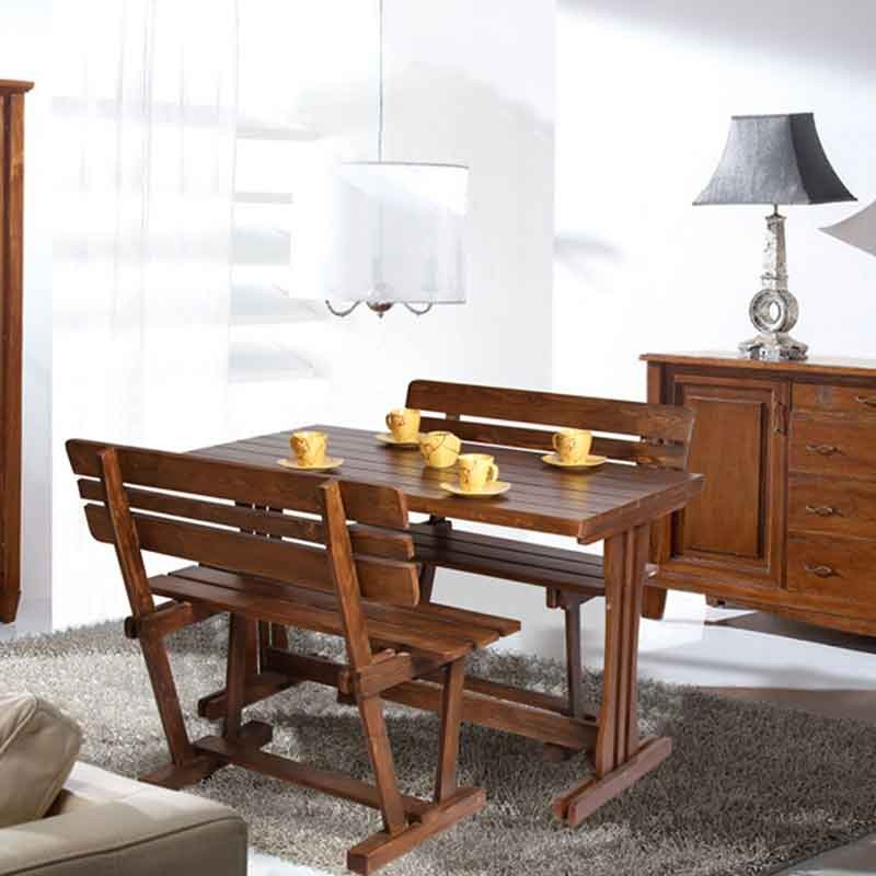 ست ناهارخوری چوبی چهار نفره طرح دو نیمکت