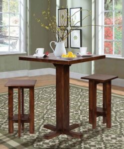 سرویس صندلی و میز چوبی 2 نفره طرح میز پایه بلند