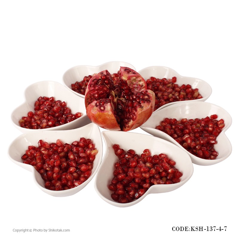 ست آجیل خوری سرامیکی هفت تکه طرح قلب