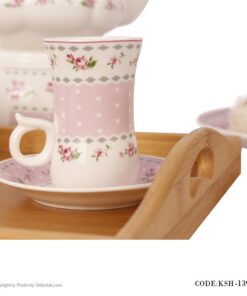 ست فنجان نلعبکی چینی طرح آنجلا صورتی