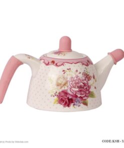 ست کتری و قوری چینی مدل گل سرخ