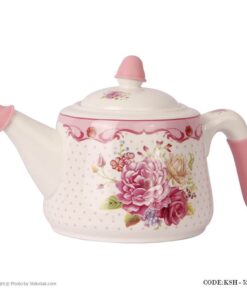 ست کتری و قوری چینی مدل گل سرخ