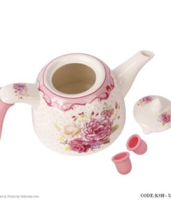 ست کتری و قوری چینی مدل گل سرخ