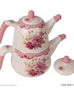 ست کتری و قوری چینی مدل گل سرخ