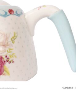 سرویس کتری و قوری چینی مدل گل سرخی آبی