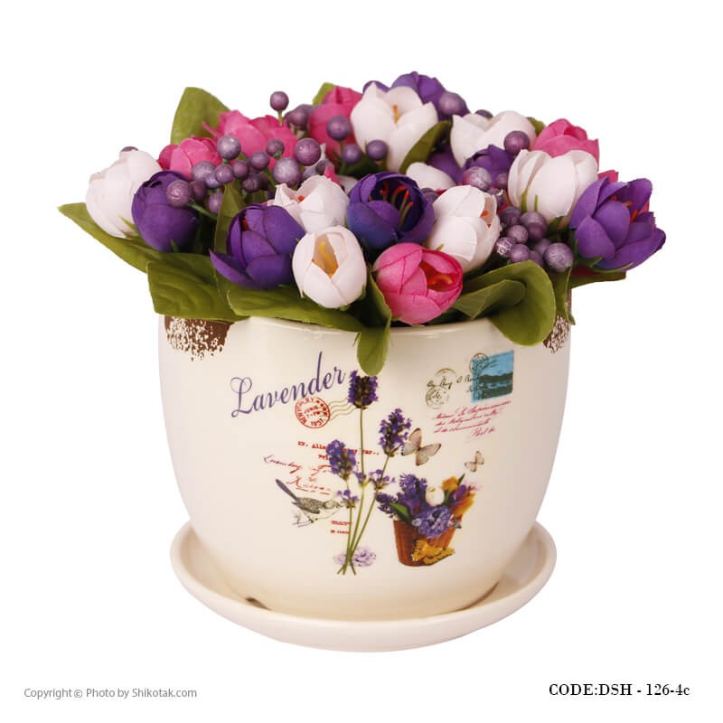 گلدان سرامیکی طرح سنبل مدل لبه طرح دار