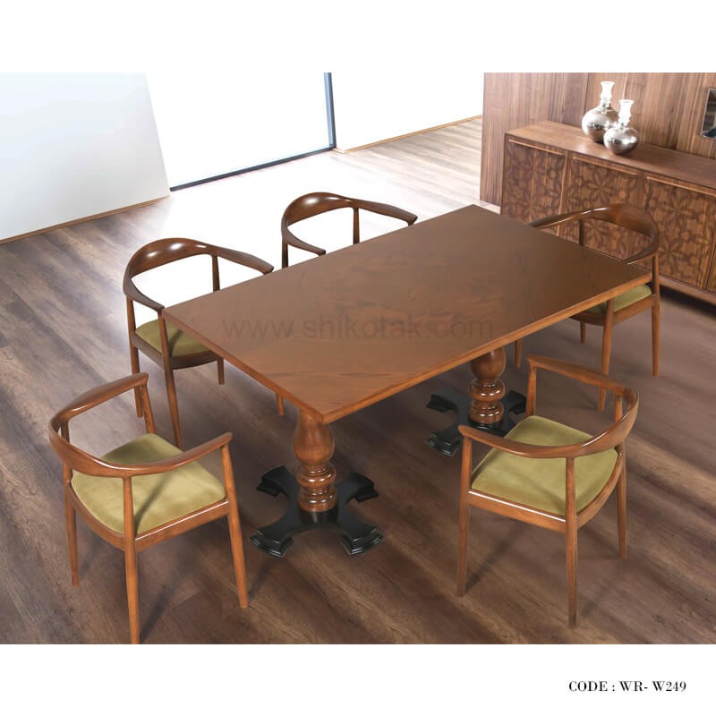 سرویس میز و صندلی ناهار خوری پایه خراطی شش نفره مدل 249