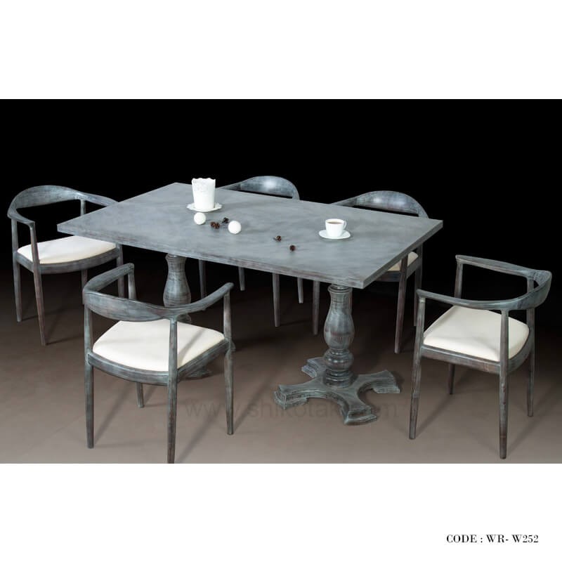 سرویس میز و صندلی ناهار خوری پایه خراطی شش نفره مدل 249