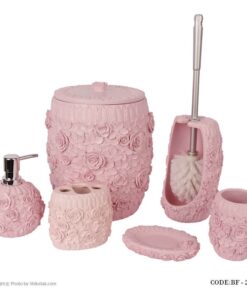 لوازم سرویس بهداشتی طرح گل سرخ صورتی