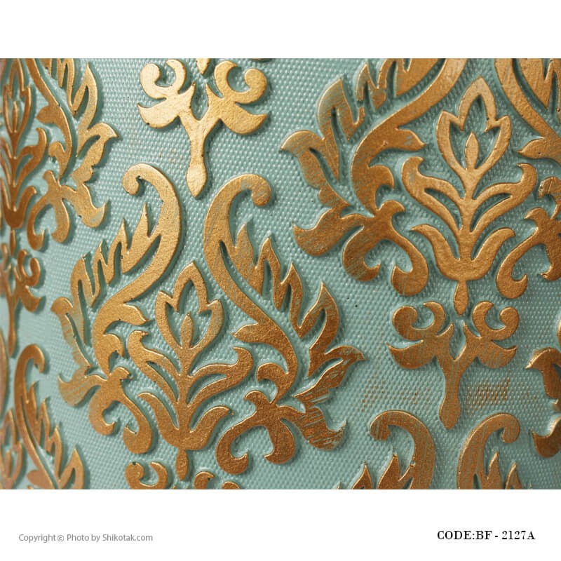 لوازم سرویس بهداشتی طرح اسلیمی رنگ تیفانی-طلایی