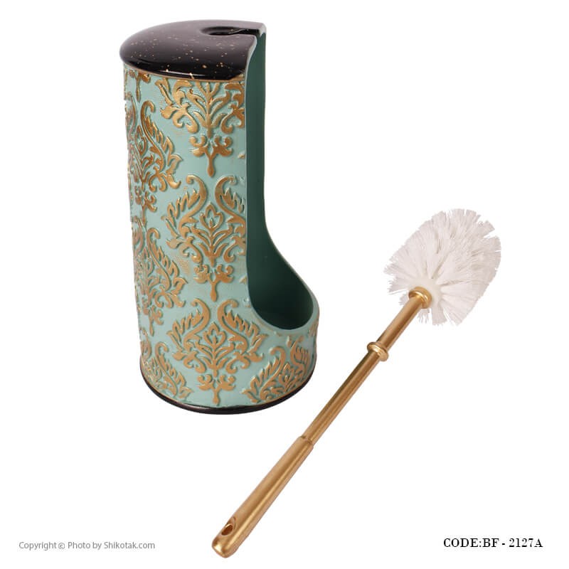 لوازم سرویس بهداشتی طرح اسلیمی رنگ تیفانی-طلایی