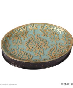 لوازم سرویس بهداشتی طرح اسلیمی رنگ تیفانی-طلایی