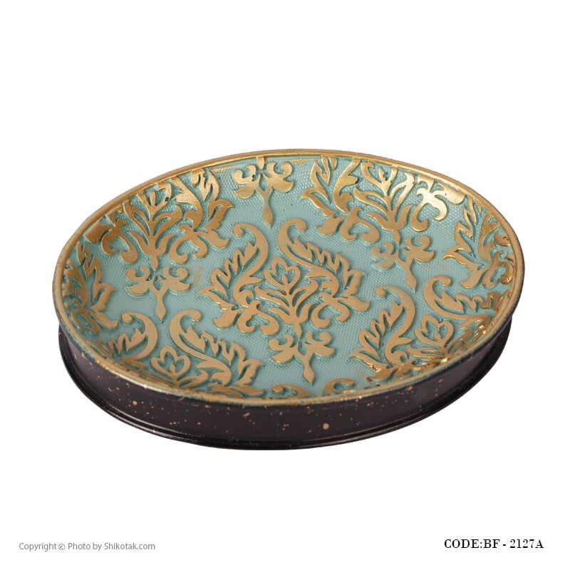 لوازم سرویس بهداشتی طرح اسلیمی رنگ تیفانی-طلایی