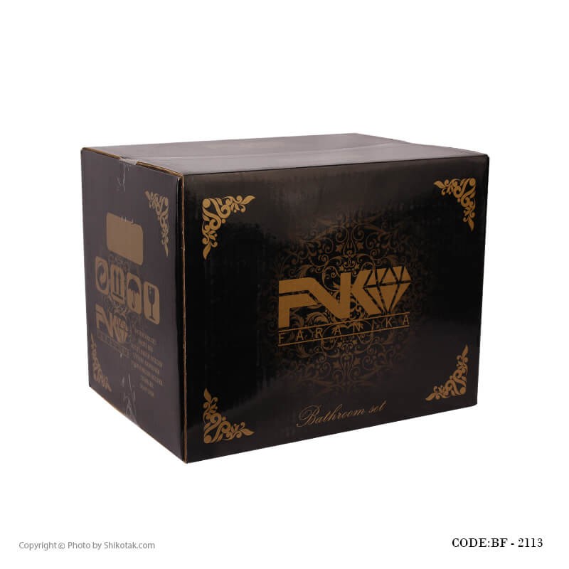 لوازم سرویس بهداشتی طرح اسلیمی رنگ تیفانی-طلایی