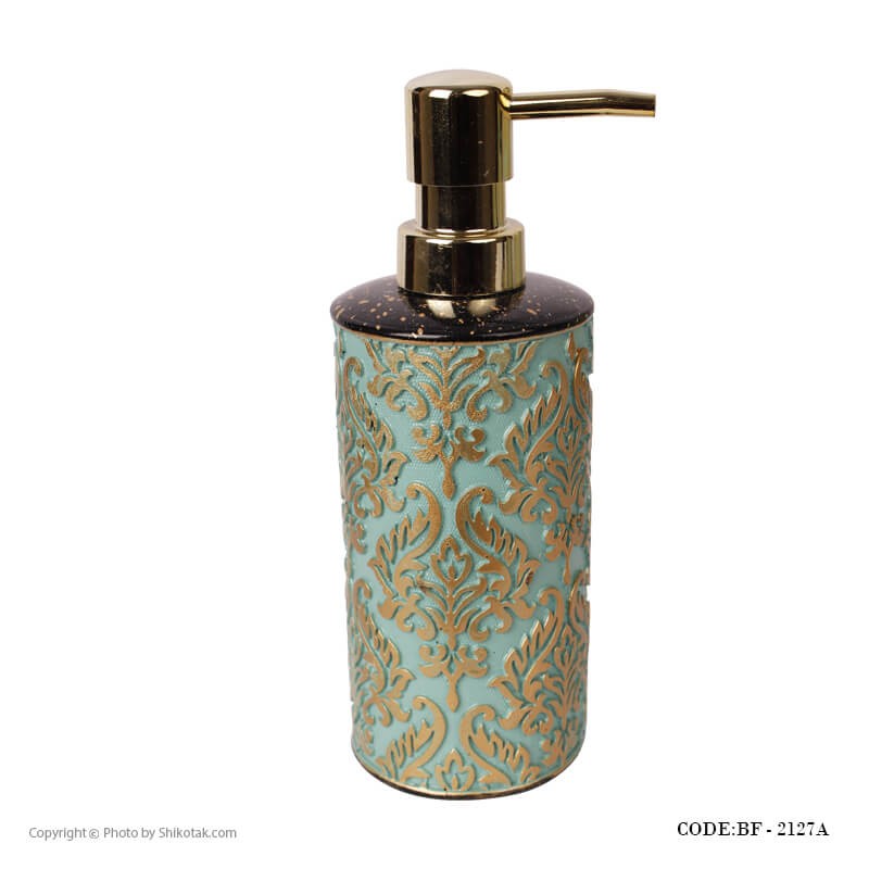 لوازم سرویس بهداشتی طرح اسلیمی رنگ تیفانی-طلایی