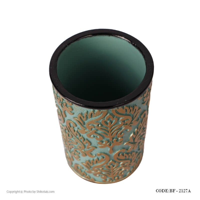 لوازم سرویس بهداشتی طرح اسلیمی رنگ تیفانی-طلایی