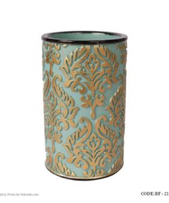 لوازم سرویس بهداشتی طرح اسلیمی رنگ تیفانی-طلایی