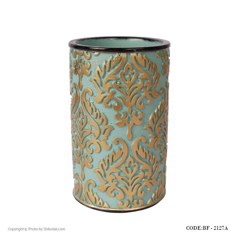 لوازم سرویس بهداشتی طرح اسلیمی رنگ تیفانی-طلایی