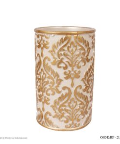 لوازم سرویس بهداشتی طرح اسلیمی رنگ سفید-طلایی