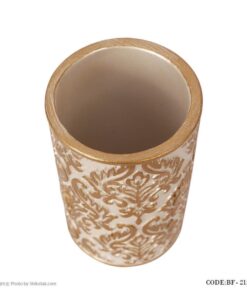 لوازم سرویس بهداشتی طرح اسلیمی رنگ سفید-طلایی