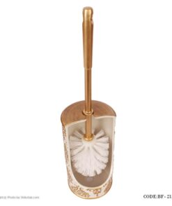 لوازم سرویس بهداشتی طرح اسلیمی رنگ سفید-طلایی