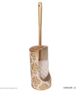 لوازم سرویس بهداشتی طرح اسلیمی رنگ سفید-طلایی