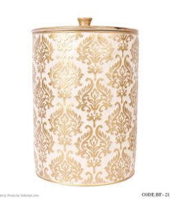 لوازم سرویس بهداشتی طرح اسلیمی رنگ سفید-طلایی