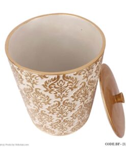 لوازم سرویس بهداشتی طرح اسلیمی رنگ سفید-طلایی