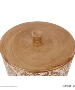 لوازم سرویس بهداشتی طرح اسلیمی رنگ سفید-طلایی