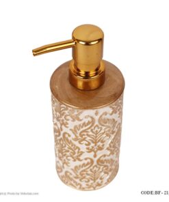 لوازم سرویس بهداشتی طرح اسلیمی رنگ سفید-طلایی