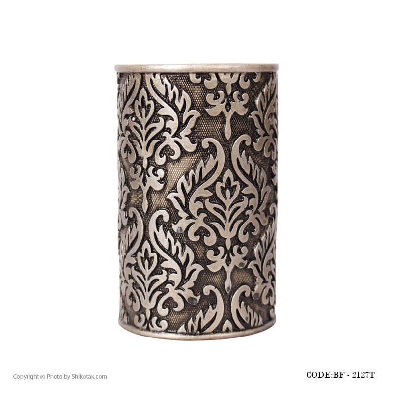 لوازم سرویس بهداشتی طرح اسلیمی رنگ طوسی-مسی