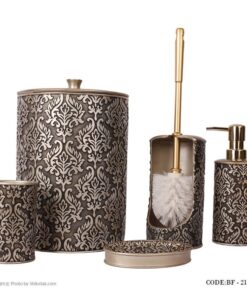 لوازم سرویس بهداشتی طرح اسلیمی رنگ طوسی-مسی